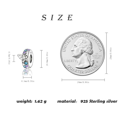 ARTCHARM Clasp Love Safety Chain Charm - Authentic 925 Sterling Silver Heart Beads - Fit European Style Bracelet - color: 2pcs Butterfly Colorful Spacer Stopper