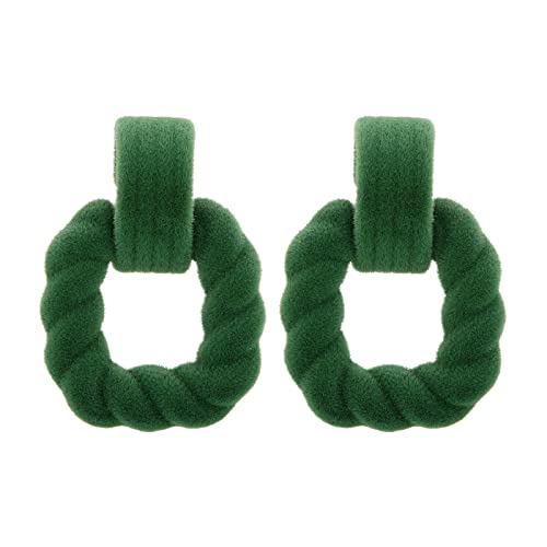 RUOFFETA Rectangle Earrings for Women, Acrylic Square Earrings Twisted Geometric Statement Jewelry - color: Dark Green Velvet