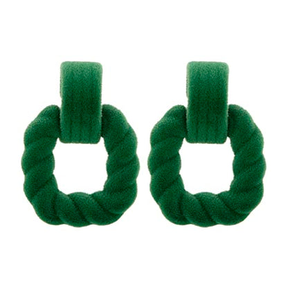 RUOFFETA Rectangle Earrings for Women, Acrylic Square Earrings Twisted Geometric Statement Jewelry - color: Dark Green Velvet