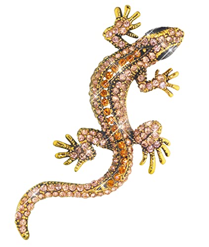 Retro Lizard Gecko Spider Animal Brooch Lapel Pin Dainty Rhinestone Crystal Brooch Costume Jewelry Accessories for Scarf Corsage - color: Lizard Brown
