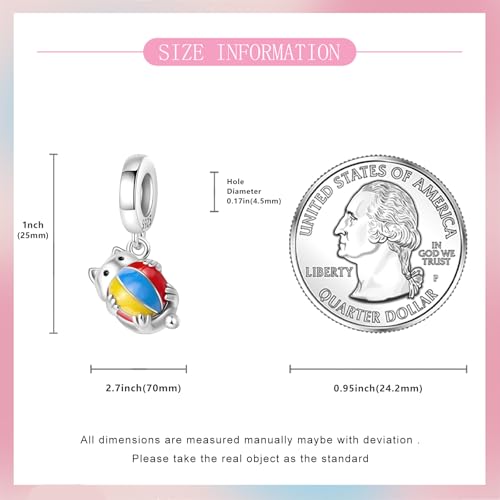 925 Sterling Silver Bead Charm for Pandora Bracelets and Necklaces,Pink Bow Cherry Butterfly Blue Ocean Pendant Bead Charms Jewelry Present Valentines Gifts for Wife/Girlfriend Women - style: Kitten Play Ball Charms