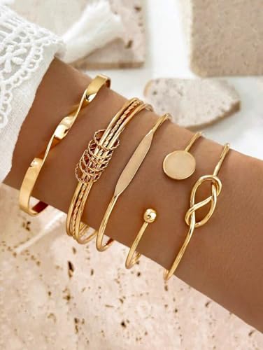 ÌF ME Gold Bangle Bracelets for Women, Indian Bangles Stackable Set, Multi Layer Textured 18K Gold Plated Chunky Bracelets Boho Jewelrys Set - style: gold-Knot Bangle