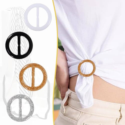 10PCS Silk Scarf Ring Clip T-shirt Tie Clips for Women Fashion Waist Buckle for Shirts Clothing Silver Zinc Alloy Plastic Clothing Ring Wrap Holder with 1 Exquisite Box