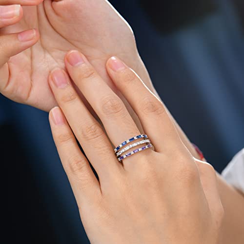 JO WISDOM 925 Sterling Silver Wedding Band for Women Thin Stacking Ring Half Cubic Zirconia Eternity Engagement Ring - color: 04-Apr-white