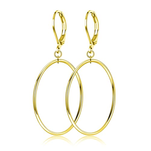 Silver Large Big Circle Hoop Dangle Earrings for Women Hypoallergenic - style: Gold 60mm