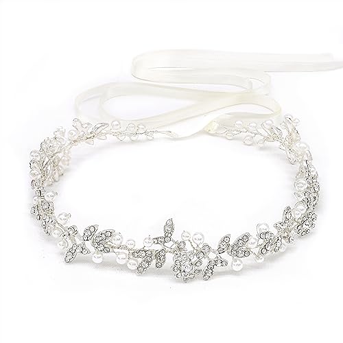 Bridal Headbands Crystal Pearl Hair Vines Bohemian Style Wedding Headpieces For Bride Wedding Hair Accessories - color: Silver
