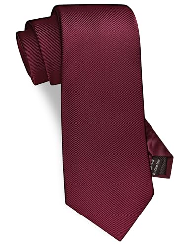GUSLESON Classic New 3.15"（8cm） Men's Solid Color Necktie Wedding Business Tie + Gift Box - color: Burgundy