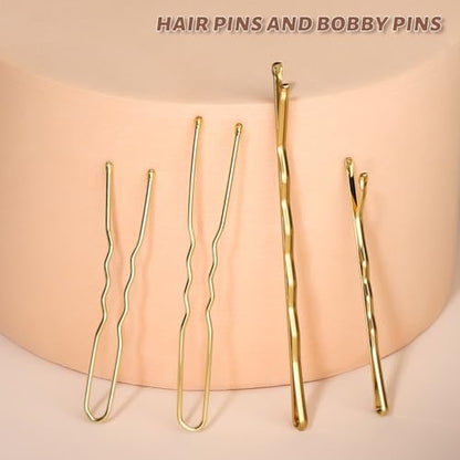 Teenitor 300pcs Blonde Bobby Pins Hair Pins 100 Bobby Pins Blonde Hair 2" 2.75",100 Hair Pins for Women 2" 2.36" 100 Hair Bands Kit - color: Blonde