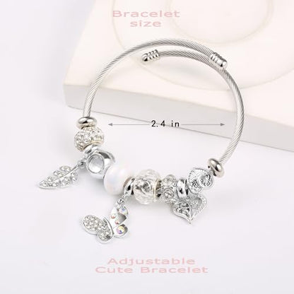 YouLuo Cute Necklace Charm Bracelet Set,Personalized Jewelry Gift for Women | Cute Charm Bracelet, Adjustable Stainless Steel Bracelet, Anime Cartoon Accessories Bracelets for Women Gift and Friendship - color: Butterfly