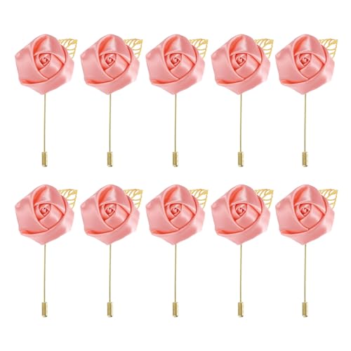 MECCANIXITY Groom Boutonnieres Rose Boutonnieres Pins for Wedding - color: Dark Pink