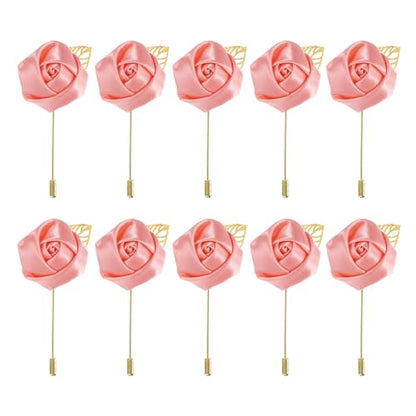 MECCANIXITY Groom Boutonnieres Rose Boutonnieres Pins for Wedding - color: Dark Pink
