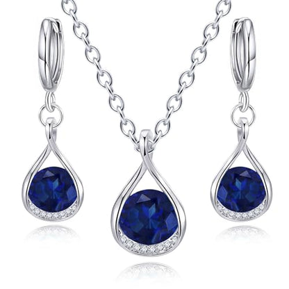 IFKM Silver Jewelry Sets For Women Rhinestone Pearl Crystal CZ Choker Necklace Earrings Bracelets Set For Bridal Bridesmaid Accessories Wedding Prom Anniversary Birthday Gifts - color: Dark Blue