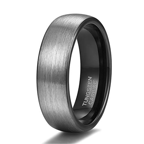 TRUMIUM 4mm 6mm 8mm Tungsten Rings for Men Women Engagement Wedding Band Brushed Black Comfort Fit Size 4-15 - color: 6mm Black