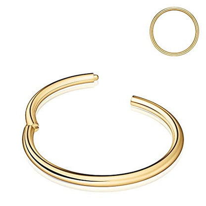 Nose Rings Hoop, 316L Surgical Steel 20G 18G 16G 14G Hypoallergenic Nose Rings Septum Cartilage Hoop Earring Conch Piercing Jewelry for Women, Diameter 5mm to 14mm, Gold, Rose Gold, Silver, Black - style: 1pcs, Gold, 20g, Diameter: 5mm