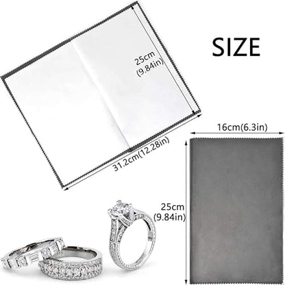 SEVENWELL Silver Polishing Cloth, 4PCS Large Jewelry Cleaning Cloths | Dual-Layer Cleaning, 10" × 12" Large Size, Reusable, Helps Remove Tarnish, Restores Shine, Jewelry Care - color: 4pcs Dark Gray