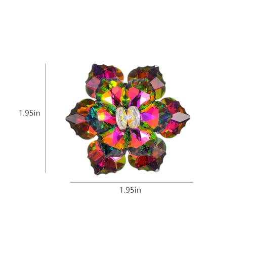Crystal Flower Brooch Pin for Women Dress Suit Bag Hat Broochs Pins Christmas Brooch Pin Wedding Party Birthday Dance Jewelry Accessories - color: Iridescent Color Crystal Brooch Pin