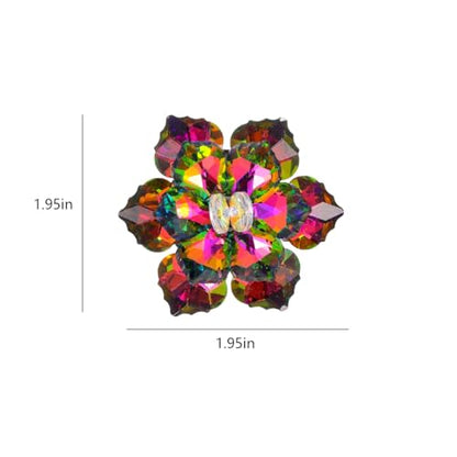 Crystal Flower Brooch Pin for Women Dress Suit Bag Hat Broochs Pins Christmas Brooch Pin Wedding Party Birthday Dance Jewelry Accessories - color: Iridescent Color Crystal Brooch Pin