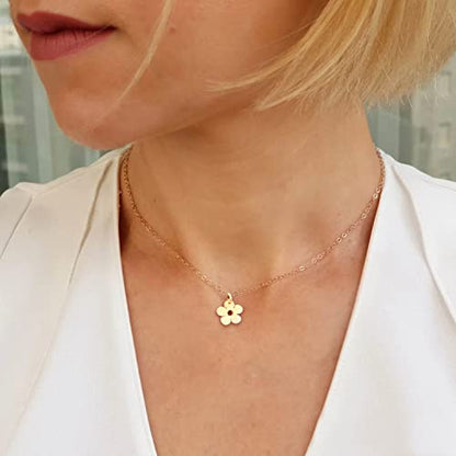 Aisansty Dainty Layered Choker Necklaces Handmade Coin Tube Star Pearl Pendant Multilayer Adjustable Layering Chain Gold Plated Necklaces Set for Women - color: Gold, style: Gold-Flower