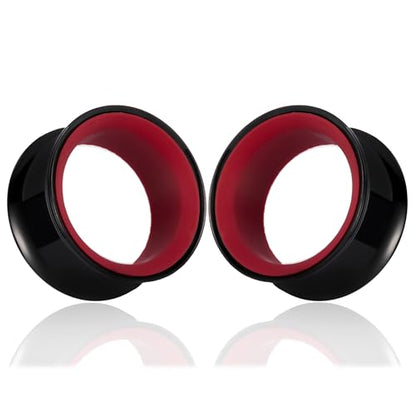 DOEARKO 2Pcs Stainless Steel Outer Ring & PLA Inner Plug Ear Gauges (2g/6mm - 1"/25mm) Hypoallergenic Double Material for Stretched Ears Lightweight Breathable Plugs - color: B&R, size: 14mm(9/16")