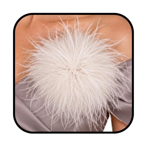 Feather Flower Brooch Pin & Hair Clip 2-in-1, Oversized Floral Lapel Pin for Women Men, Elegant Corsage Fascinator for Suit, Dress & Hat, Wedding, Party, Dance, Banquet & Costume Jewelry - color: White