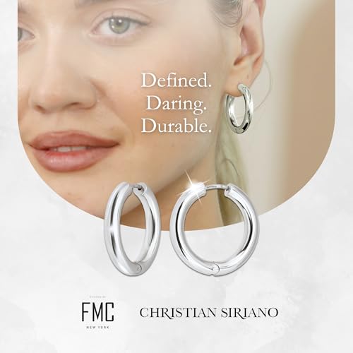 18K Gold Plated Sterling Silver Earrings for Women – Pure & Polished, Twist, Square, Hinged Tube, Abstract & Heart Shape Hoops – Lightweight, Hypoallergenic, Non-Tarnish Jewelry (Sizes: 3x35mm-46x30mm) - color: Silver, size: Hinged Tube (5x30mm)