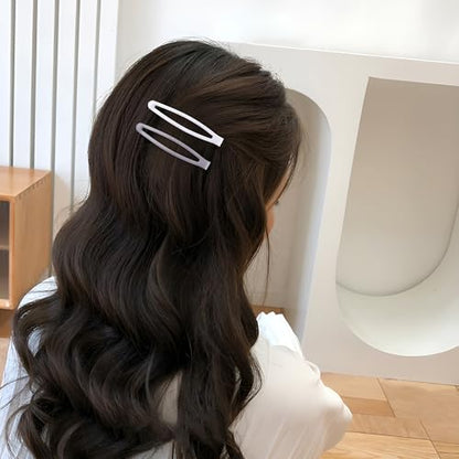 16 PCS Snap Hair Clips Metal Barrettes for Women Non Slip Barrettes for Thick and Thin Fine Hair,Matte Black Gray White,2.36 x 0.43 Inches. - color: Matte Black Gray White