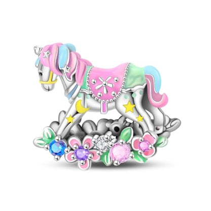 Charm for Bracelets and Necklaces, Heart Animals 925 Sterling Silver Bead Celestial Sun Moon Star Charms Jewelry Gift for Women Girls - color: Rocking Horse Charm