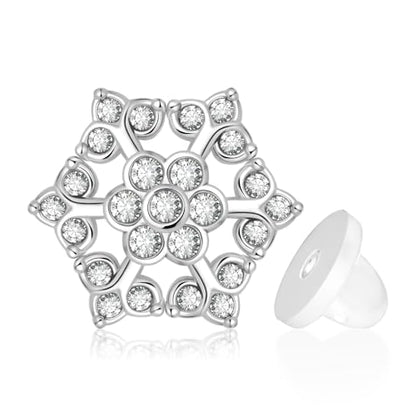 Crystal Lapel Pins Brooch for Men Women in Silver Tone, Metal Brooch Pins for Suits, Mens Suit Accessories on Wedding Birthday Anniversary Father's Day. - color: snow flower