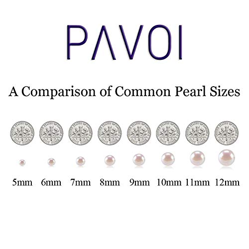PAVOI 925 Sterling Silver Round Simulated Shell Pearl Necklace Strand | Pearl Choker Necklace | Jewelry for Women - size: 22 Inches, style: 6mm
