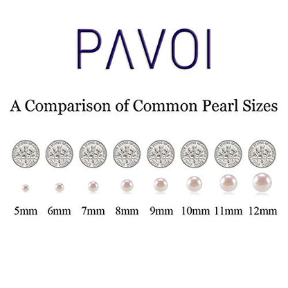 PAVOI 925 Sterling Silver Round Simulated Shell Pearl Necklace Strand | Pearl Choker Necklace | Jewelry for Women - size: 22 Inches, style: 6mm