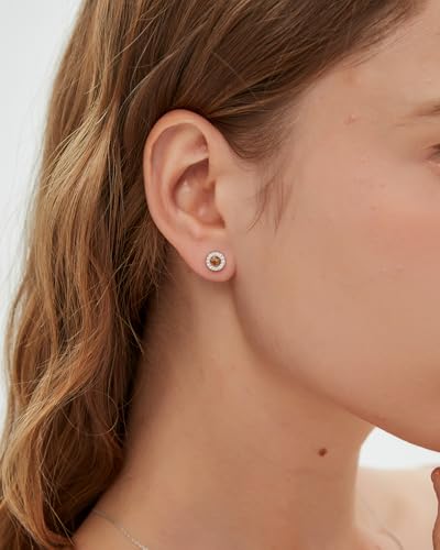 CoBi Halo Stud Earrings for Women, Cubic Zirconia Earrings, Birthstone Heart Earrings Simulated Diamond Valentine's Day - color: Topaz