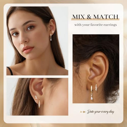 Opal Earrings Set for Women, Birthday Gift for Her, Sterling Silver | 14K Gold Plated, Hypoallergenic S925 Opal Hoop Stud Earrings for Women with Sensitive Ears, Dainty earring Stacks—Trendy Opals Jewelry 2026 - color: Gold Opal Hoop