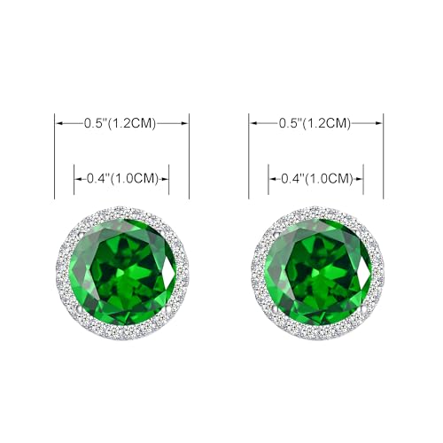 YOQUCOL 10MM Cubic Zirconia Crystal Clip On Stud Earrings Round Non Pierced Earrings for Women - color: Green