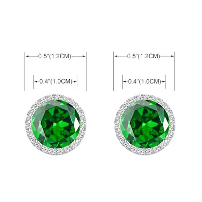 YOQUCOL 10MM Cubic Zirconia Crystal Clip On Stud Earrings Round Non Pierced Earrings for Women - color: Green
