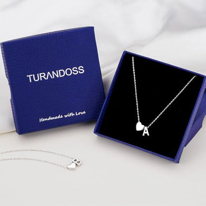 Turandoss S925 Sterling Silver Initial Necklaces for 5-16 Years Old Girls | Dainty Teen Girl Gifts Trendy Stuff Heart Initial A-Z Necklaces Personalized Birthday Jewelry Gifts for Girls - color: H
