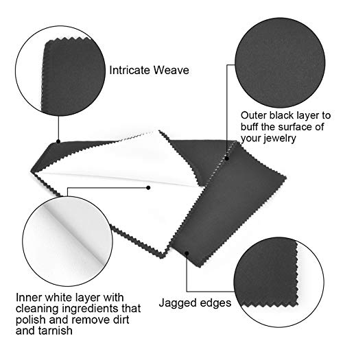 SEVENWELL Silver Polishing Cloth, 2PCS Large Jewelry Cleaning Cloths | Dual-Layer Cleaning, Large 10" × 12", Reusable, Removes Tarnish, Restores Shine, For Sterling Silver, Gold & Platinum - color: Black