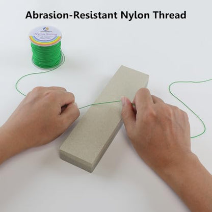 LUSTEMBER 0.8mm Nylon String, Strong Bracelet String, Durable Nylon Cord for Jewelry Making, Bracelets, Beading, Necklaces, Rattail Braiding, Kumihimo, Wind Chimes, Blinds and Handicrafts - size: Emerald Green