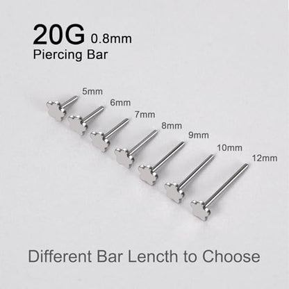 Threadless Bar G23 Titanium 20G 16G 18G Replacement Post Bar Flat Back Stud Earrings for Helix Cartilage Lobe Medusa Labret Nose Tragus Conch Piercing Jewelry - size: 20g 12mm, style: Flower,2Pcs Threadless Bars
