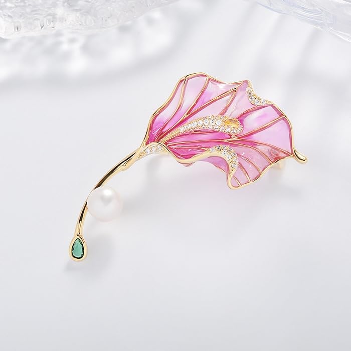 Flower Brooch for Women Rhinestone Pearl Zirconia Flower Lapel Pin Birthday Holiday Gift for Mother Wife Girlfriend - color: 03 Calla Lily-2