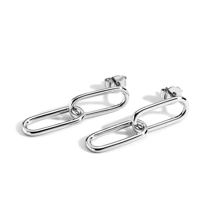 18K Gold-Plated Paperclip Earrings 925 Sterling Silver Posts Lightweight Hypoallergenic Earrings Jewelry Gift Birthday Present - color: White Gold