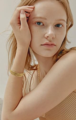 Gold Cuff Bracelet for Women Chunky Multi-layer Cross Wire Open Bracelet Hollow Wide Cuff Bracelets Adjustable Gold Open Cuff Bangle Bracelet - color: Wire Hollow Matte Gold Bracelet