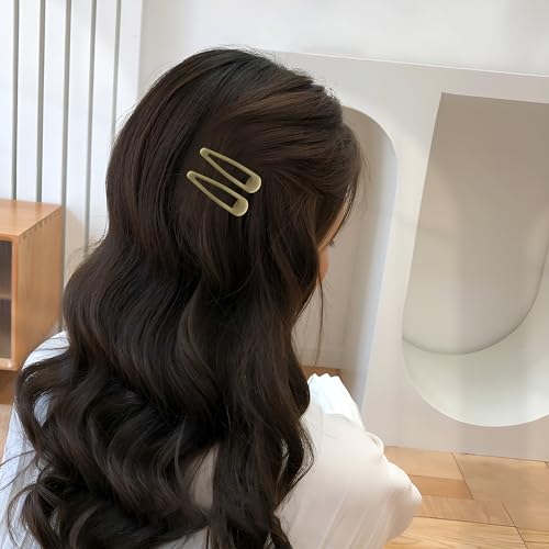 Small Hair Barrettes For Women No Slip Metal Snap Clips For Thin And Fine Hair,Matte Brown Yellow,20 PCS,1.97 x 0.5 Inch. - color: Matte Brown yellow