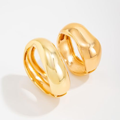 Chunky Gold Bangles for Women Gold Plated Stackable Bracelets Set Trendy Cuff Bracelets Stack Wrist Open Bangle Jewelry Gift Accessories - style: Gold-2