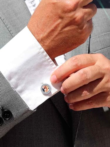 Custom4U Custom Photo Cufflinks for Men Father of the Bride Gifts - color: B-Round Photo-Steel
