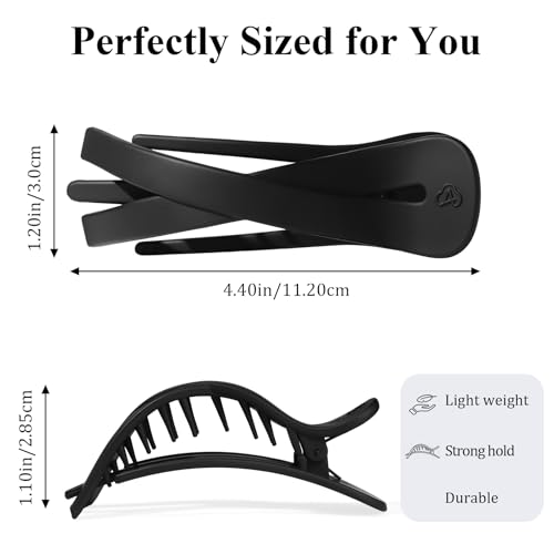 Large Flat Hair Clips for Women, French Flat Claw Clips for Medium Thick Hair | Strong Hold Hair Clips for Styling, Driving, Daily Wear | Beige, Light Dark Khaki, Black - 4Pcs - color: Black, Dark Khaki, Light Khaki, Beige