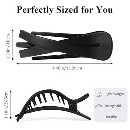 Large Flat Hair Clips for Women, French Flat Claw Clips for Medium Thick Hair | Strong Hold Hair Clips for Styling, Driving, Daily Wear | Beige, Light Dark Khaki, Black - 4Pcs - color: Black, Dark Khaki, Light Khaki, Beige