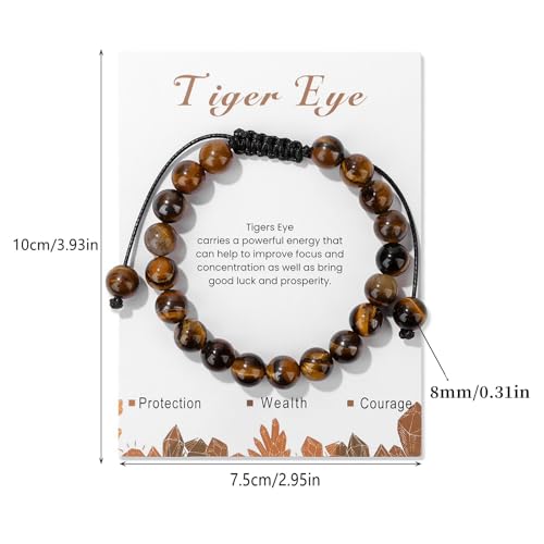 Healing Crystal Bracelet for Women 8mm Natural Stone Crystal Beaded Bracelets Adjustable Handmade Gemstone Bracelet Healing Jewelry Mother's Day Gifts for Women