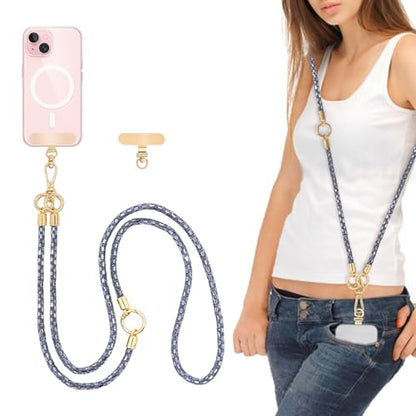 Crystal Phone Strap Crossbody Rhinestone Cell Phone Neck, Grey - color: Grey