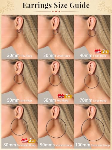 FaithHeart Silver/Black/Gold Stainless Steel Thin Hoop Earrings for Women | 2mm Wide Thin Large Hoop Earrings, Hypoallergenic Lightweight Trendy Jewelry, 20/30/40/50/60/70/80/90/100mm - color: Black, size: 30mm/1.18"