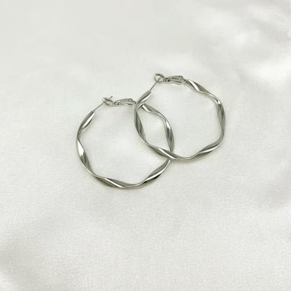 Rose/White/18k Gold Plated Hoop Earrings Lightweight Hoop Earrings For Women Loop Earrings 1in 2in - color: White Gold, size: 40mm